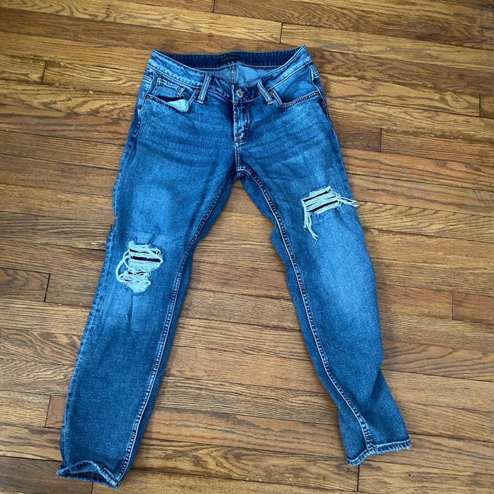 Silver Jeans Women's Ripped Blue Skinny Jeans